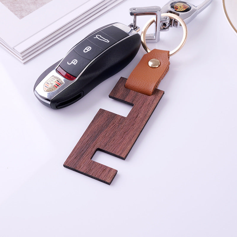 Wholesale Blank DIY Wood Sign Leather Wooden Keychain